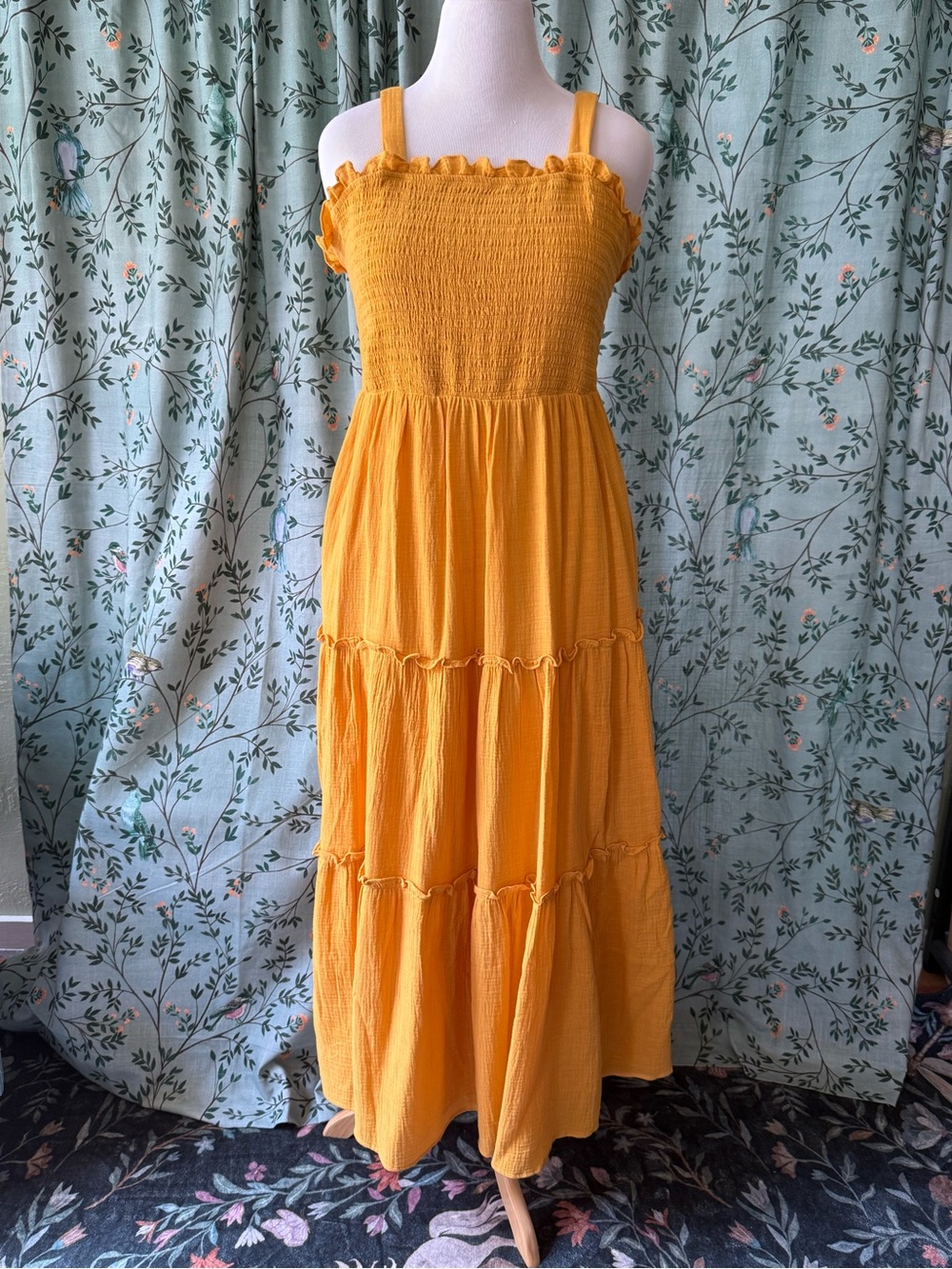 ModCloth Mustard Yellow Smocked Tiered Maxi Dress